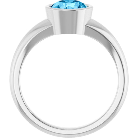 Platinum Round Natural Swiss Blue Topaz Bezel-Set Solitaire Ring - view 2