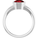 Platinum Round Natural Mozambique Garnet Bezel-Set Solitaire Ring – 7mm Stones - view 2