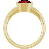 14K Gold Round Natural Mozambique Garnet Bezel-Set Solitaire Ring – 7mm Stones - Yellow Gold - view 2