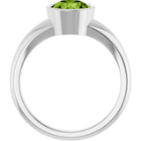 14K Gold Round Natural Peridot Bezel-Set Solitaire Ring – 7mm Stones - White Gold - view 2