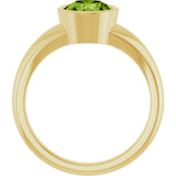 14K Gold Round Natural Peridot Bezel-Set Solitaire Ring – 7mm Stones - Yellow Gold - view 2