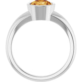 14K Gold Round Natural Citrine Bezel-Set Solitaire Ring – 7mm Stones - White Gold - view 2