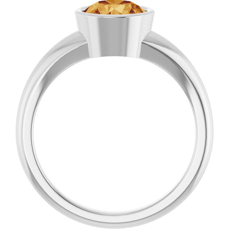 Platinum Round Natural Citrine Bezel-Set Solitaire Ring – 7mm Stones - view 2