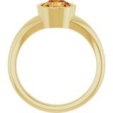 14K Gold Round Natural Citrine Bezel-Set Solitaire Ring – 7mm Stones - Yellow Gold - view 2