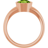 14K Gold Round Natural Peridot Bezel-Set Solitaire Ring – 7mm Stones - Rose Gold - view 2