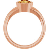 14K Gold Round Natural Citrine Bezel-Set Solitaire Ring – 7mm Stones - Rose Gold - view 2