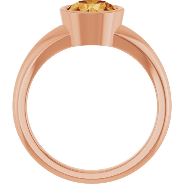 14K Gold Round Natural Citrine Bezel-Set Solitaire Ring – 7mm Stones - Rose Gold - view 2
