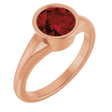 14K Gold Round Natural Mozambique Garnet Bezel-Set Solitaire Ring – 7mm Stones - Rose Gold