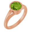 14K Gold Round Natural Peridot Bezel-Set Solitaire Ring – 7mm Stones - Rose Gold