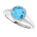 Platinum Round Natural Swiss Blue Topaz Bezel-Set Solitaire Ring - view 5