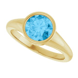 14K Gold Round Natural Swiss Blue Topaz Bezel-Set Solitaire Ring - Yellow Gold - view 5