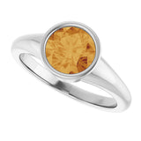 14K Gold Round Natural Citrine Bezel-Set Solitaire Ring – 7mm Stones - White Gold - view 5