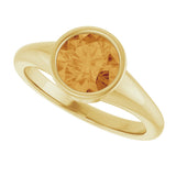 14K Gold Round Natural Citrine Bezel-Set Solitaire Ring – 7mm Stones - Yellow Gold - view 5