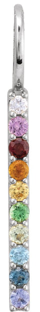 14K Gold Round Natural Diamond Rainbow Bar Necklace or Pendant - White Gold