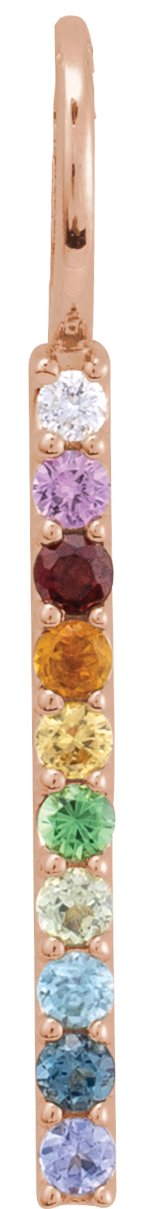 14K Gold Round Natural Diamond Rainbow Bar Necklace or Pendant - Rose Gold - view 3