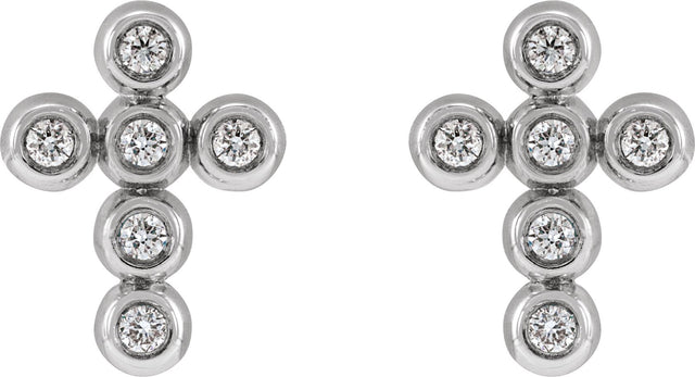 Platinum Round Natural Diamond Cross Earrings – 1.2mm Stones - view 4