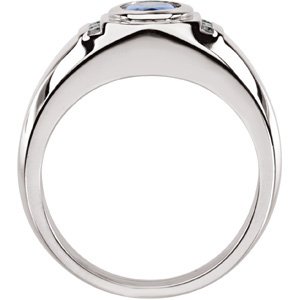 14K Gold Oval Natural Tanzanite & Natural Diamond Accented Ring – 8x6mm - view 2