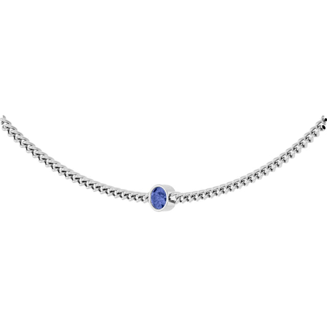 14K Gold Round Natural Tanzanite Solitaire Necklace - White Gold - view 2