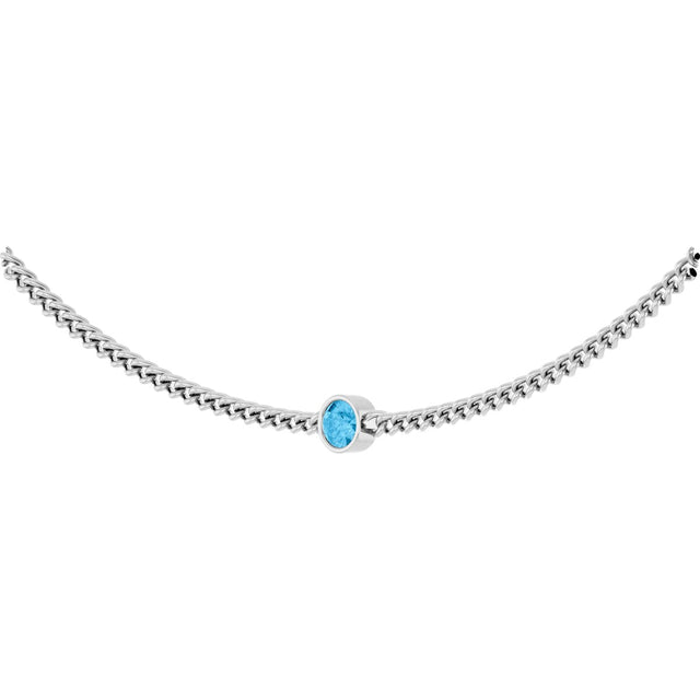 14K Gold Round Natural Swiss Blue Topaz Solitaire Necklace - White Gold - view 2