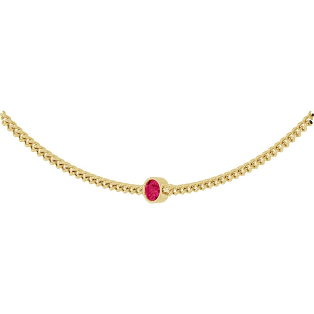 14K Gold Round Natural Pink Spinel Solitaire Necklace - Yellow Gold - view 2