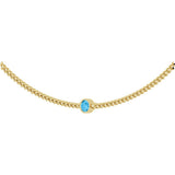 14K Gold Round Natural Swiss Blue Topaz Solitaire Necklace - Yellow Gold - view 2