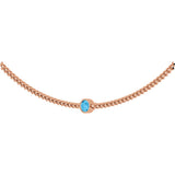 14K Gold Round Natural Swiss Blue Topaz Solitaire Necklace - Rose Gold - view 2