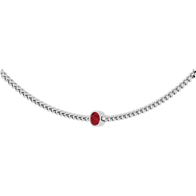 14K Gold Round Lab-Grown Ruby Solitaire Necklace III - White Gold - view 2