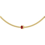 14K Gold Round Lab-Grown Ruby Solitaire Necklace III - Yellow Gold - view 2