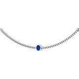 14K Gold Round Lab-Grown Blue Sapphire Solitaire Necklace III - White Gold - view 2