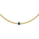 14K Gold Round Lab-Grown Blue Sapphire Solitaire Necklace III - Yellow Gold - view 2