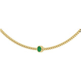 14K Gold Round Lab-Grown Emerald Solitaire Necklace III - Yellow Gold - view 2