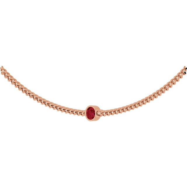 14K Gold Round Lab-Grown Ruby Solitaire Necklace III - Rose Gold - view 2