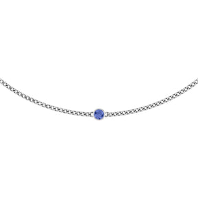 14K Gold Round Natural Tanzanite Solitaire Necklace - White Gold