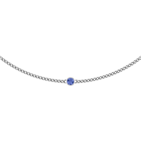 14K Gold Round Natural Tanzanite Solitaire Necklace - White Gold