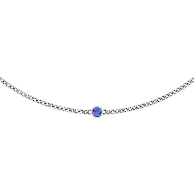 14K Gold Round Natural Tanzanite Solitaire Necklace - White Gold