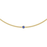 14K Gold Round Natural Tanzanite Solitaire Necklace - Yellow Gold