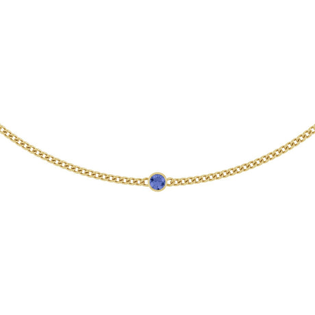 14K Gold Round Natural Tanzanite Solitaire Necklace - Yellow Gold
