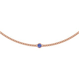 14K Gold Round Natural Tanzanite Solitaire Necklace - Rose Gold