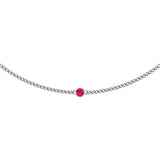 14K Gold Round Natural Pink Spinel Solitaire Necklace - White Gold