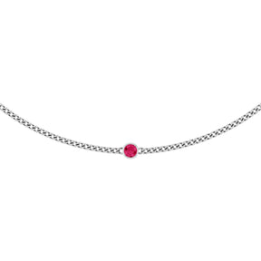 14K Gold Round Natural Pink Spinel Solitaire Necklace - White Gold