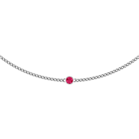 14K Gold Round Natural Pink Spinel Solitaire Necklace - White Gold