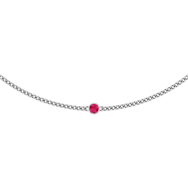 14K Gold Round Natural Pink Spinel Solitaire Necklace - White Gold