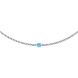 14K Gold Round Natural Swiss Blue Topaz Solitaire Necklace - White Gold