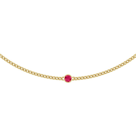 14K Gold Round Natural Pink Spinel Solitaire Necklace - Yellow Gold