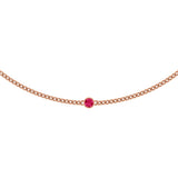 14K Gold Round Natural Pink Spinel Solitaire Necklace - Rose Gold
