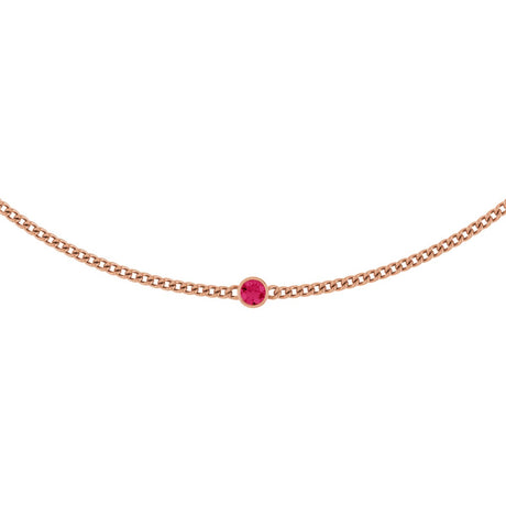 14K Gold Round Natural Pink Spinel Solitaire Necklace - Rose Gold