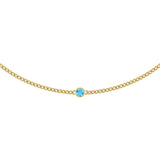 14K Gold Round Natural Swiss Blue Topaz Solitaire Necklace - Yellow Gold