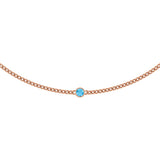 14K Gold Round Natural Swiss Blue Topaz Solitaire Necklace - Rose Gold