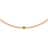 14K Gold Round Natural Peridot Solitaire Necklace III - Rose Gold