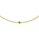 14K Gold Round Natural Peridot Solitaire Necklace III - Yellow Gold